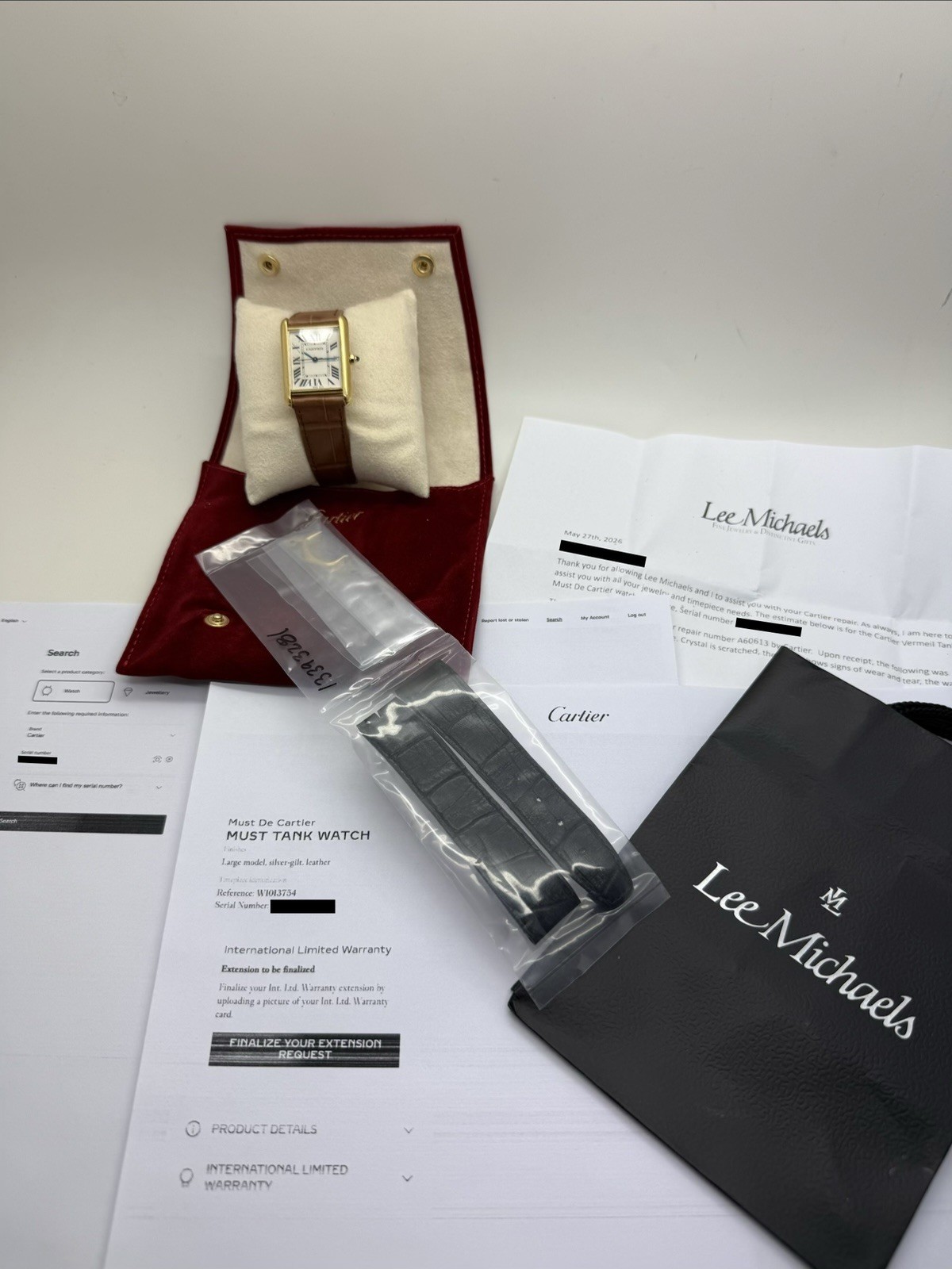 Cartier Tank Must Gold Plated Large Quartz Leather Strap 25.5×33 Watch W1013754