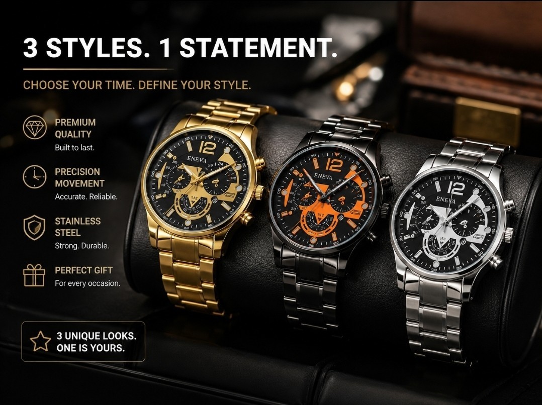 Men’s Watch Set Gold and Silver Tone, Multi-Style Collection(3)