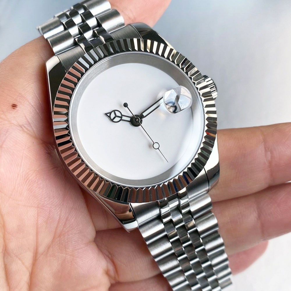 36MM 39MM Tandorio Blank White Dial Sapphire Glass NH35A Automatic Mens Watch