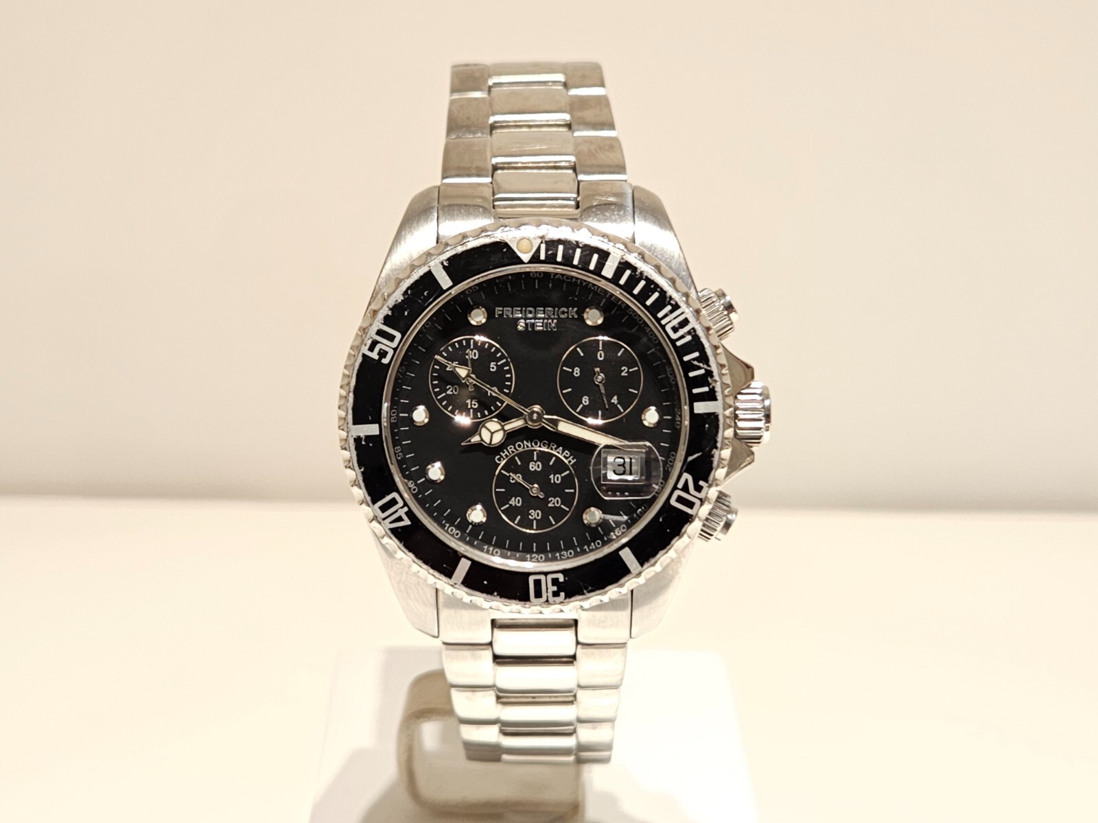 RETRO RARE SPORT 100m MEN’S ST.STEEL QUARTZ CHRONOGRAPH WATCH “FREIDERICK STEIN”