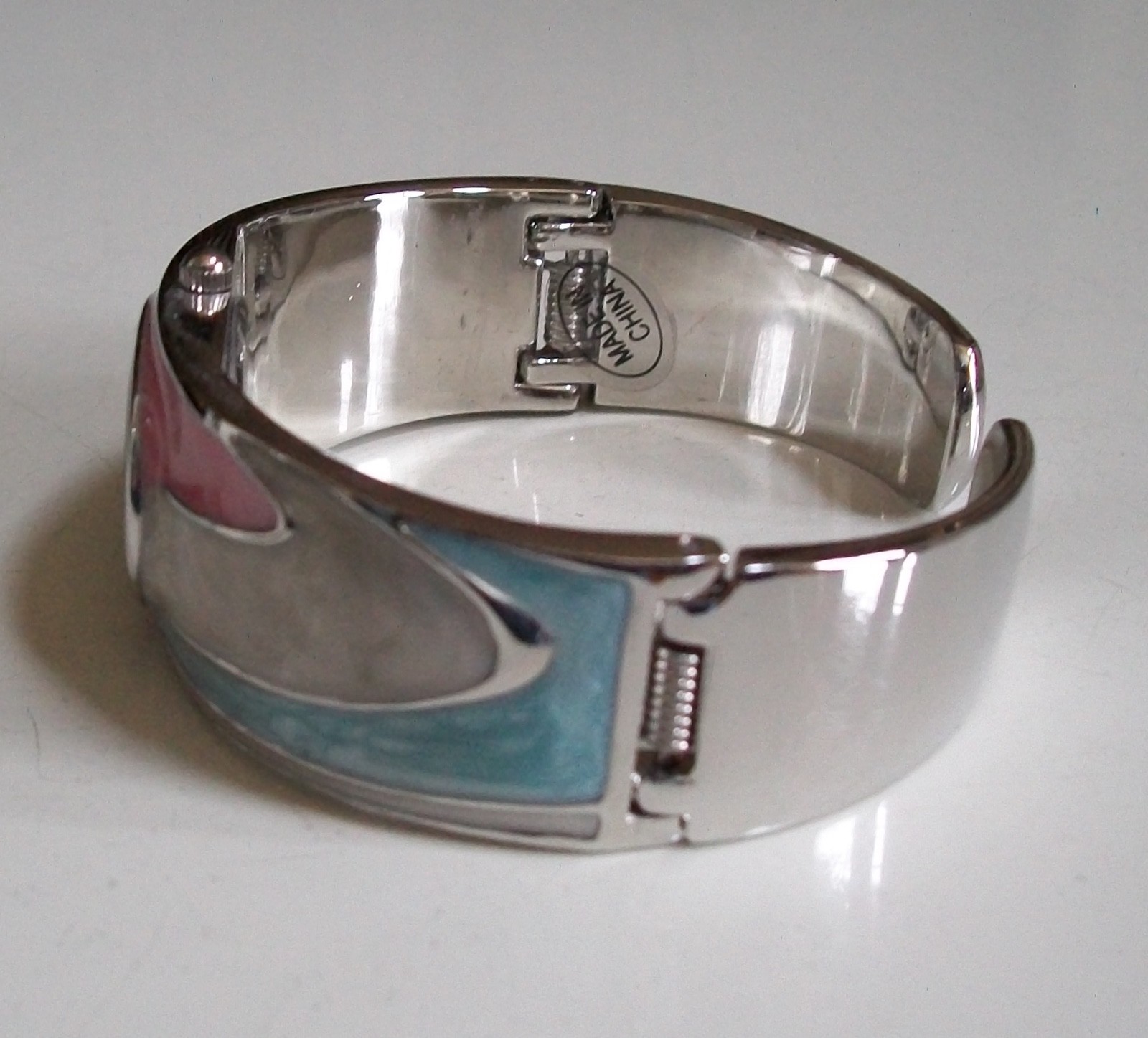 Women’s Number Dial Pink, Blue & White Fashion Cuff Bangle Watch