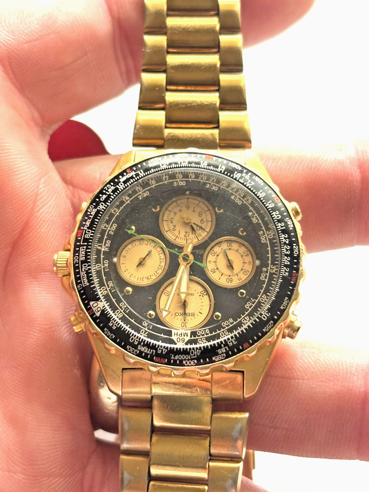 Vintage Seiko Flightmaster SEH010 Gold-Tone Watch