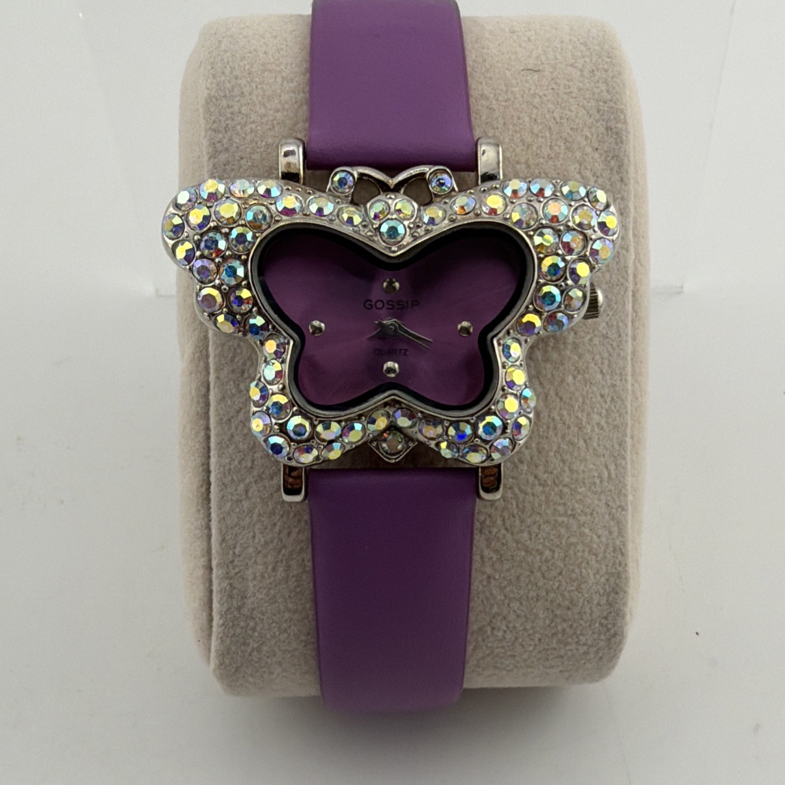Gossip Quartz Butterfly Watch Purple Band Crystal Ladies Watch