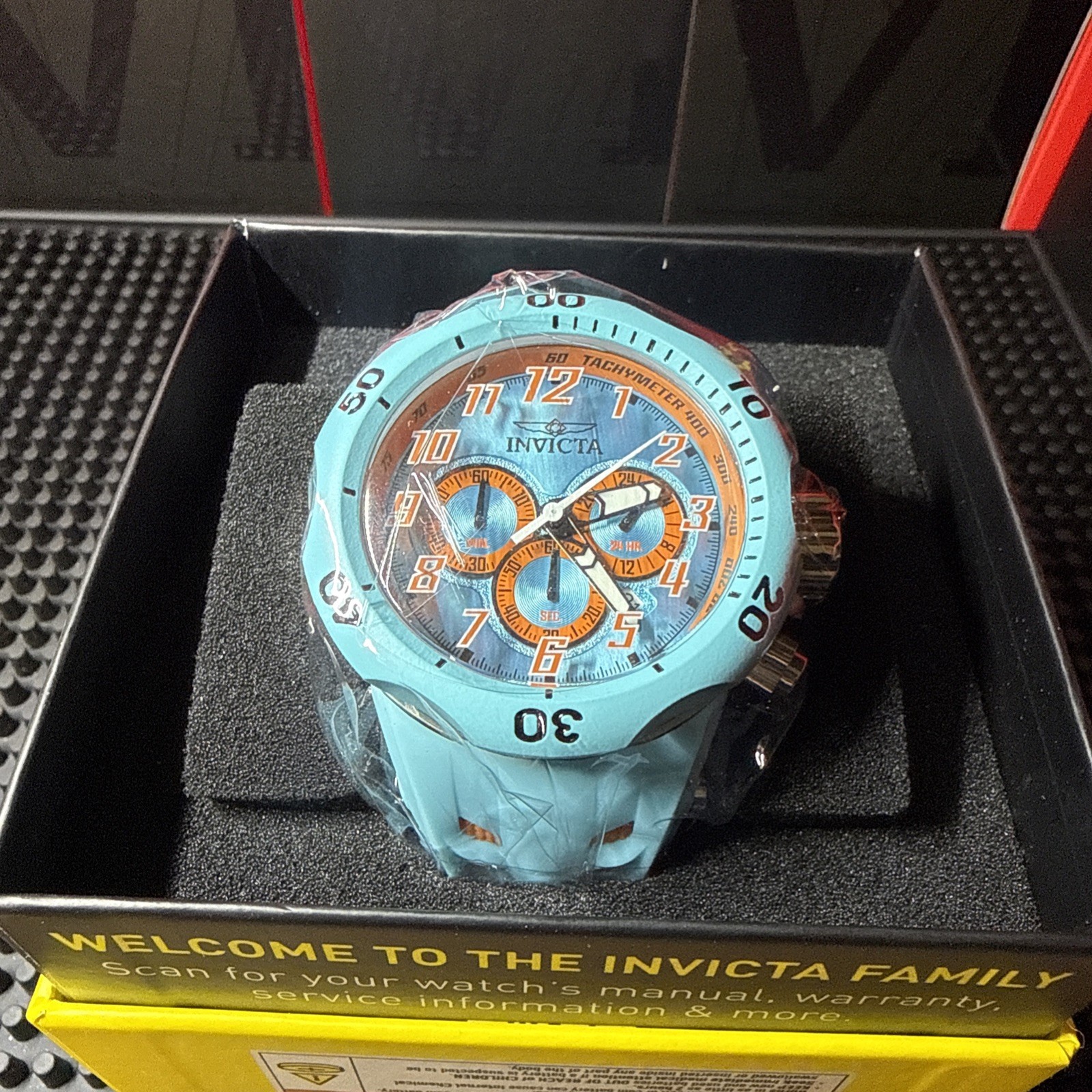 Invicta Men’s VENOM HYDRA 52mm Chronograph Dial LightBlue/ Orange Watch 48238