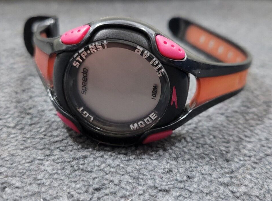 Speedo Digital Pink Black 100M Water Resistant Sport Band Timing Watch NO BATT