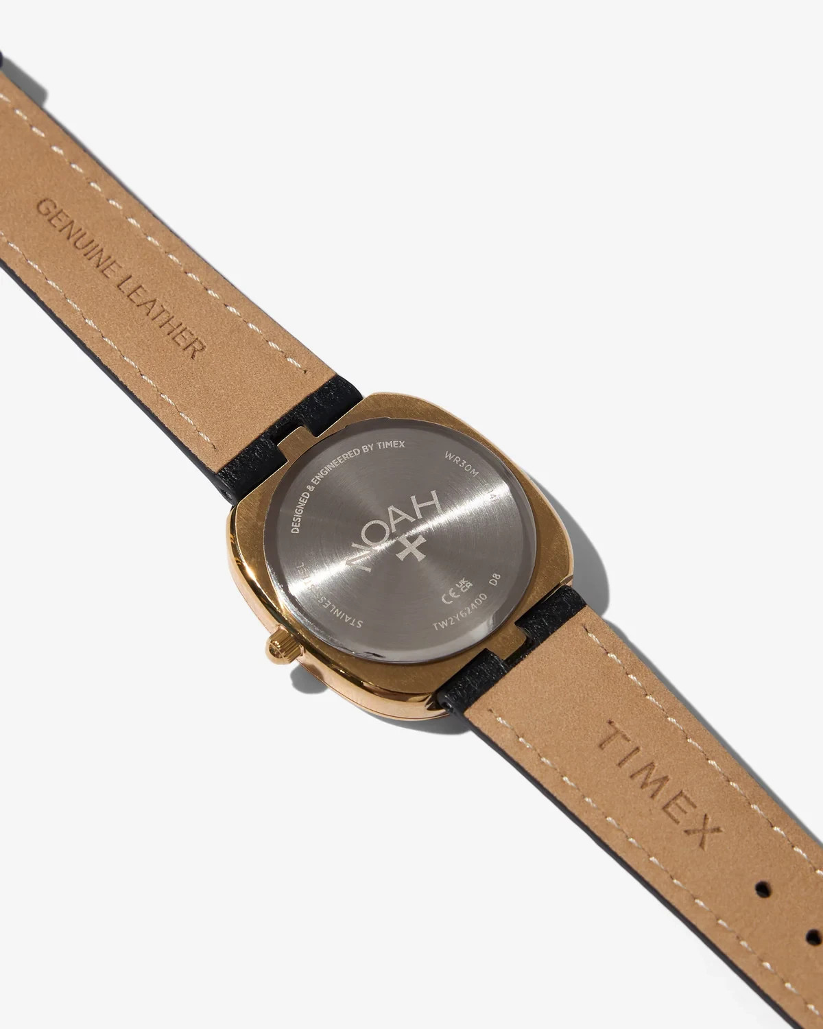 Noah x Timex Oval Moon Phase Watch Black Leather Strap Gold Case NEW Japan