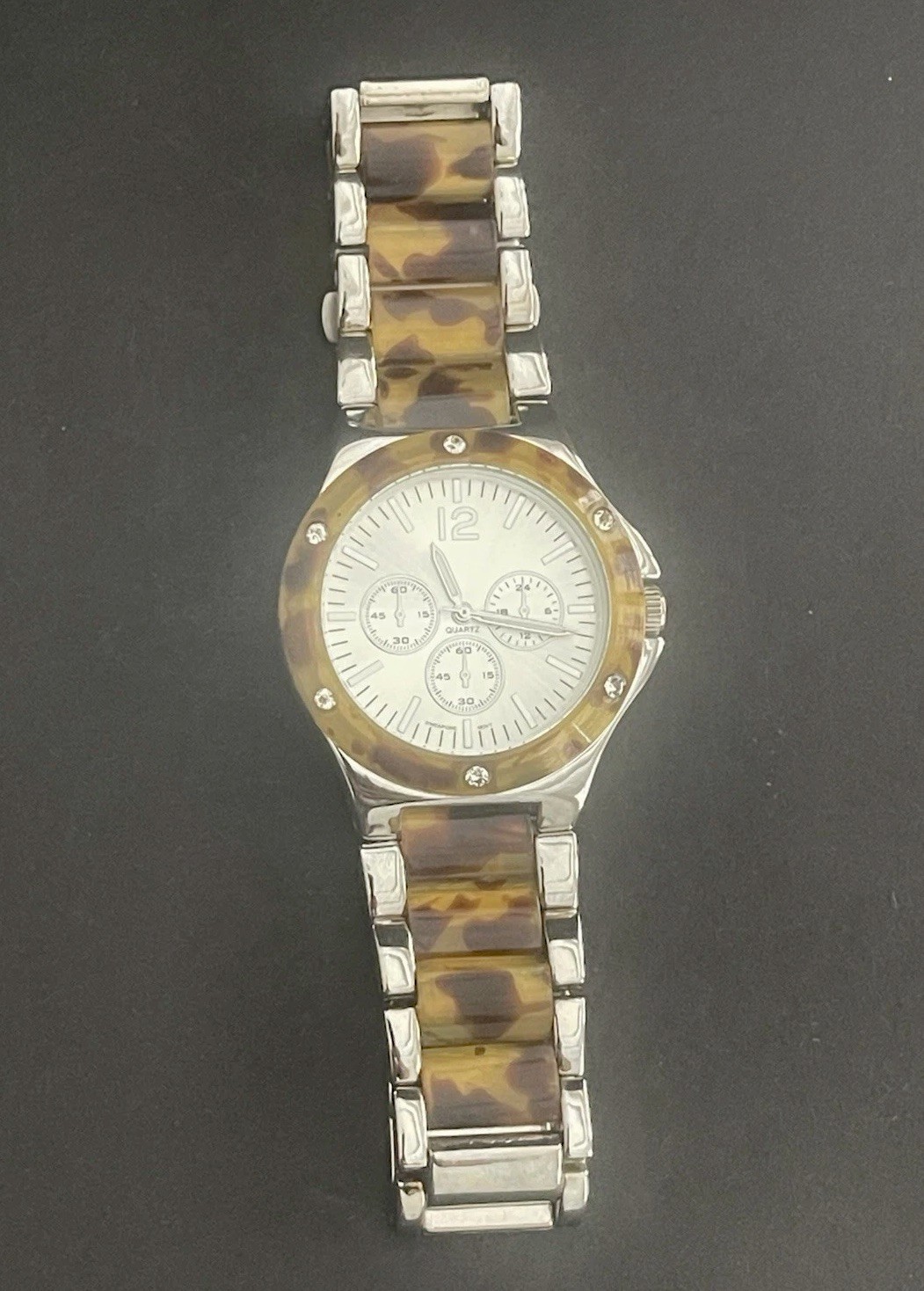 Women’s Tortoise Shell & Silver Quartz Singapore Movt. Classic Watch W/New Btry