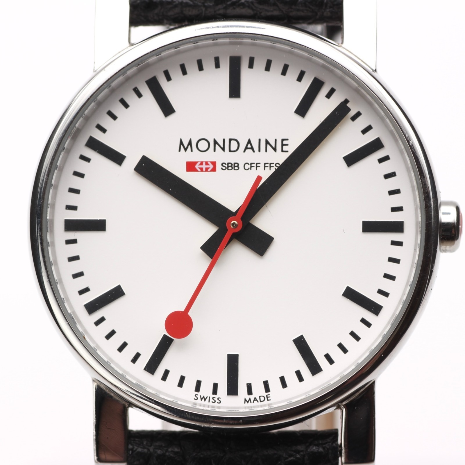 MONDAINE Official Swiss Railways Watch Men’s Quartz SBB CFF FFS White Dial 35mm
