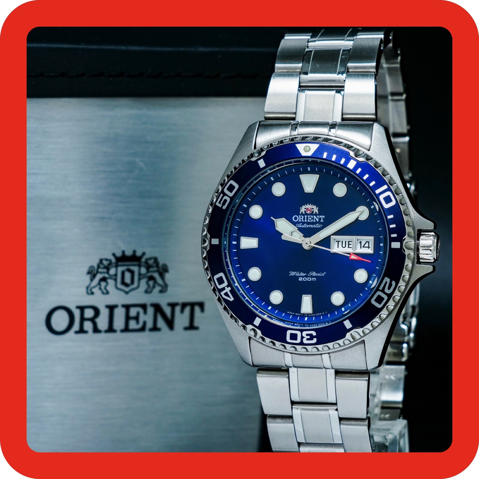 [MINT] ORIENT AA02-C7-A BOXED Round Blue Date Automatic Men Watch