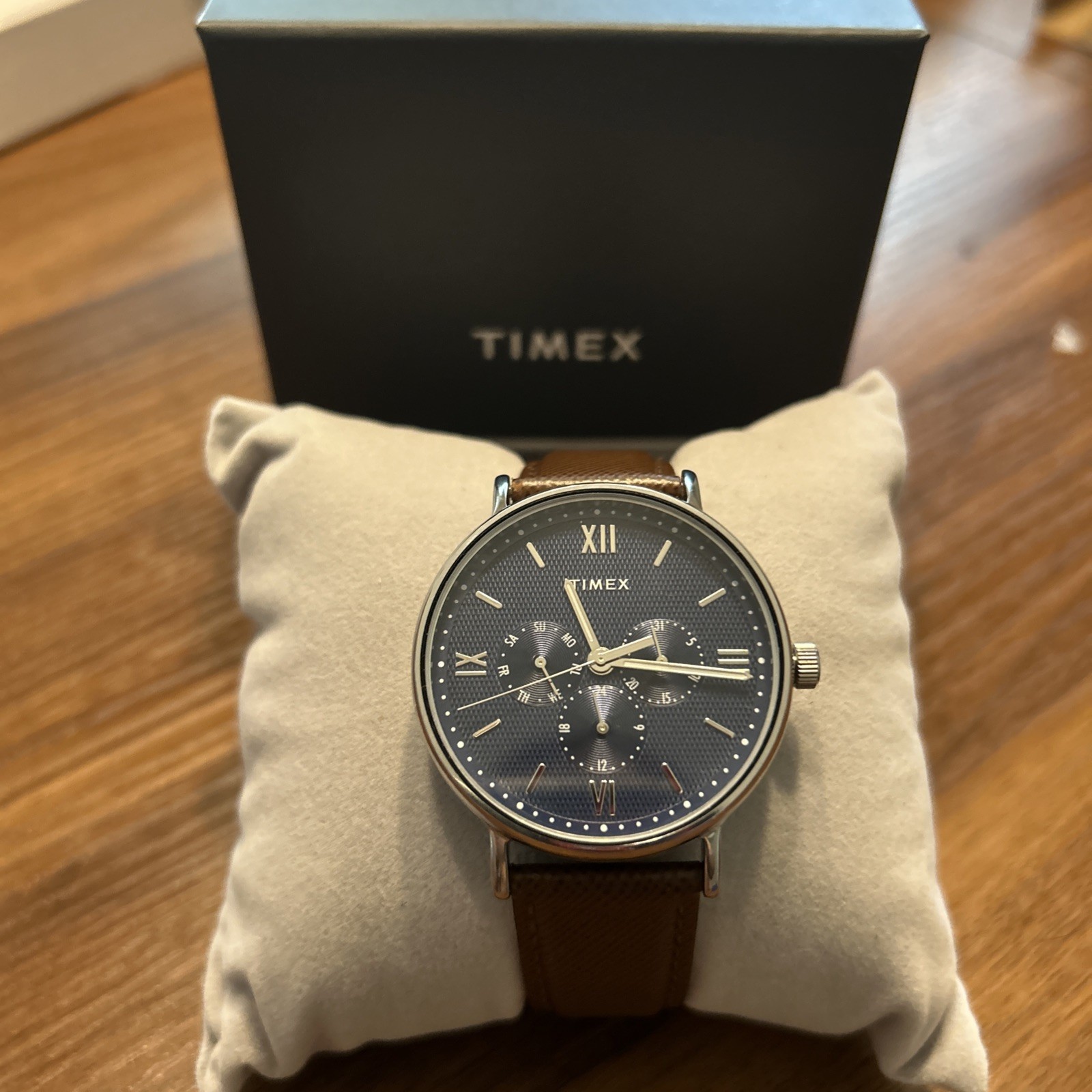 Timex Men’s Watch Southview Blue Dial Brown Leather Strap Day-Date TW2T35100