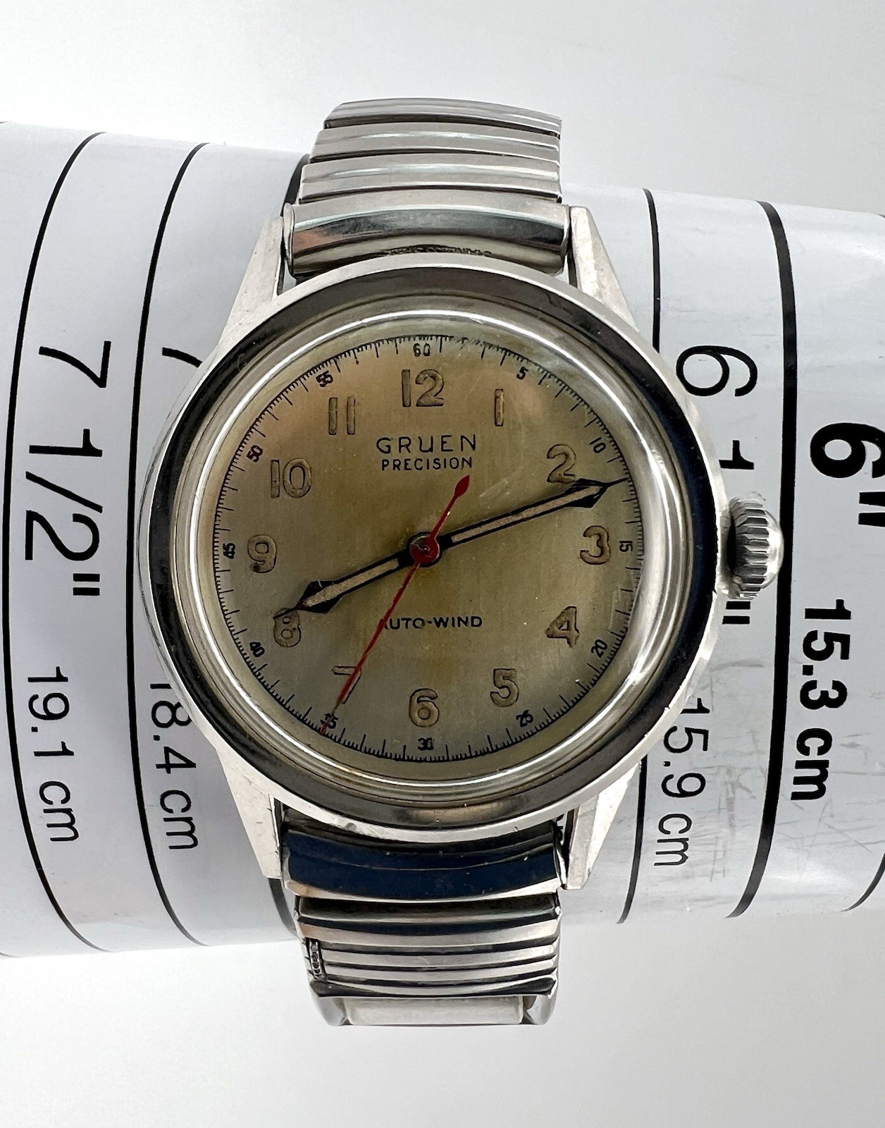 Vtg GRUEN Precision Men’s Auto-Wind Watch 406SS 17 Jewels Works!