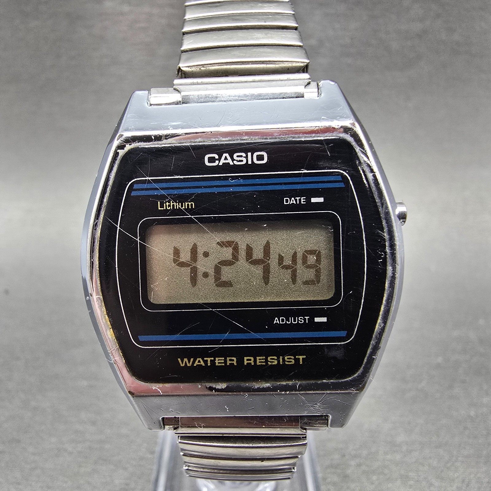 Casio B612W Watch Men 35mm Digital Silver Tone Date Hexagon New Battery VTG LKLK