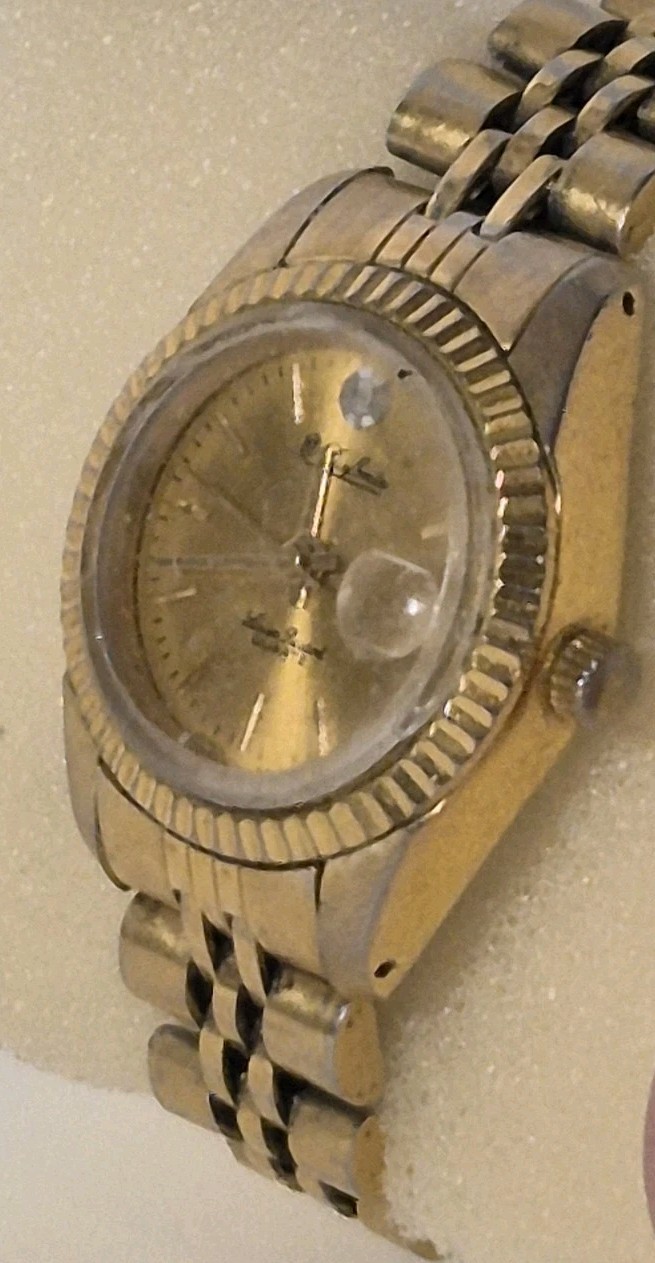 Lucien Piccard Dufonte Gold Tone & Stainless Diamond Quartz Watch Date