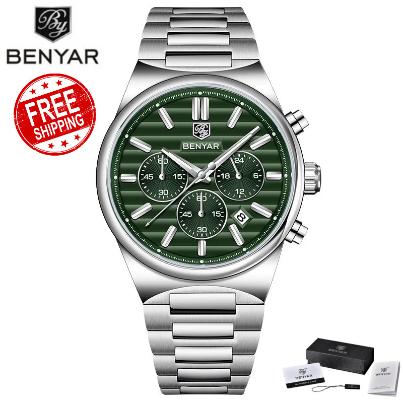 BENYAR 5214 Men’s Chronograph Watch Stainless Steel Waterproof Business