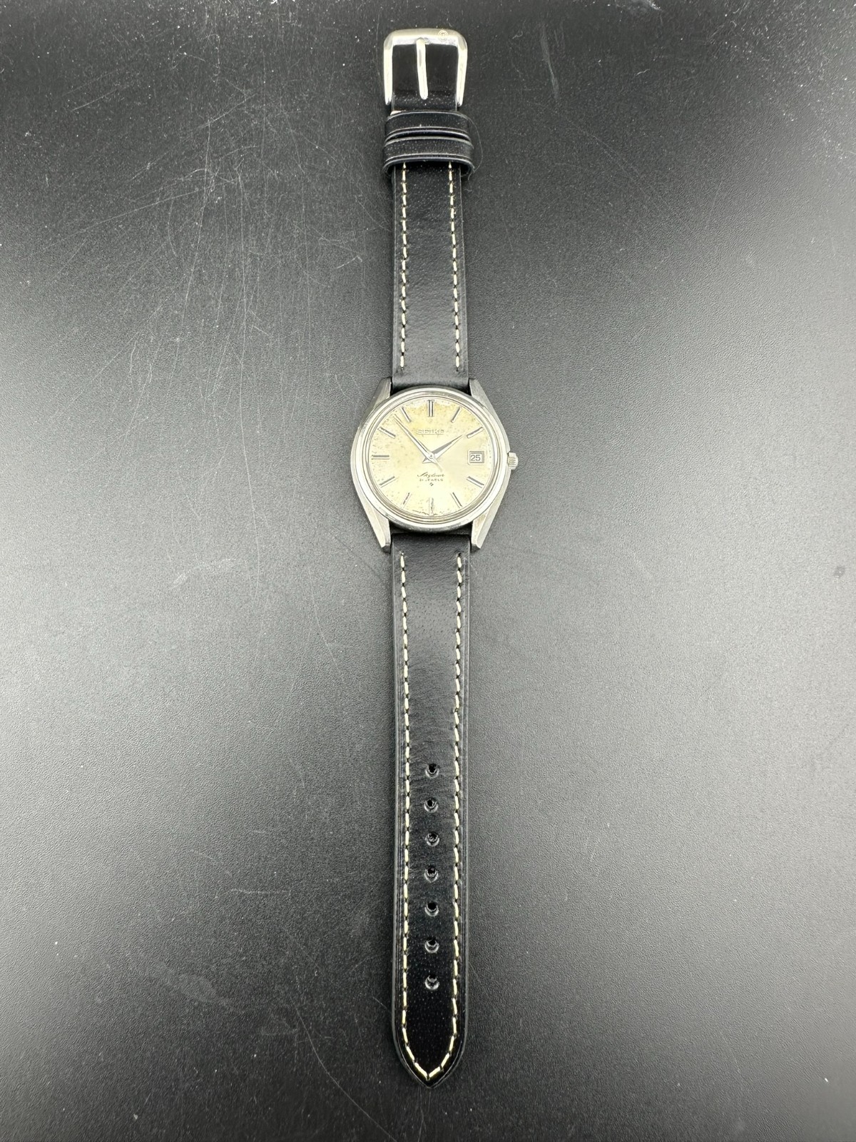 1970 Seiko Skyliner Men’s Manual Wind Silver Dial Date 36mm Watch 6102-8000