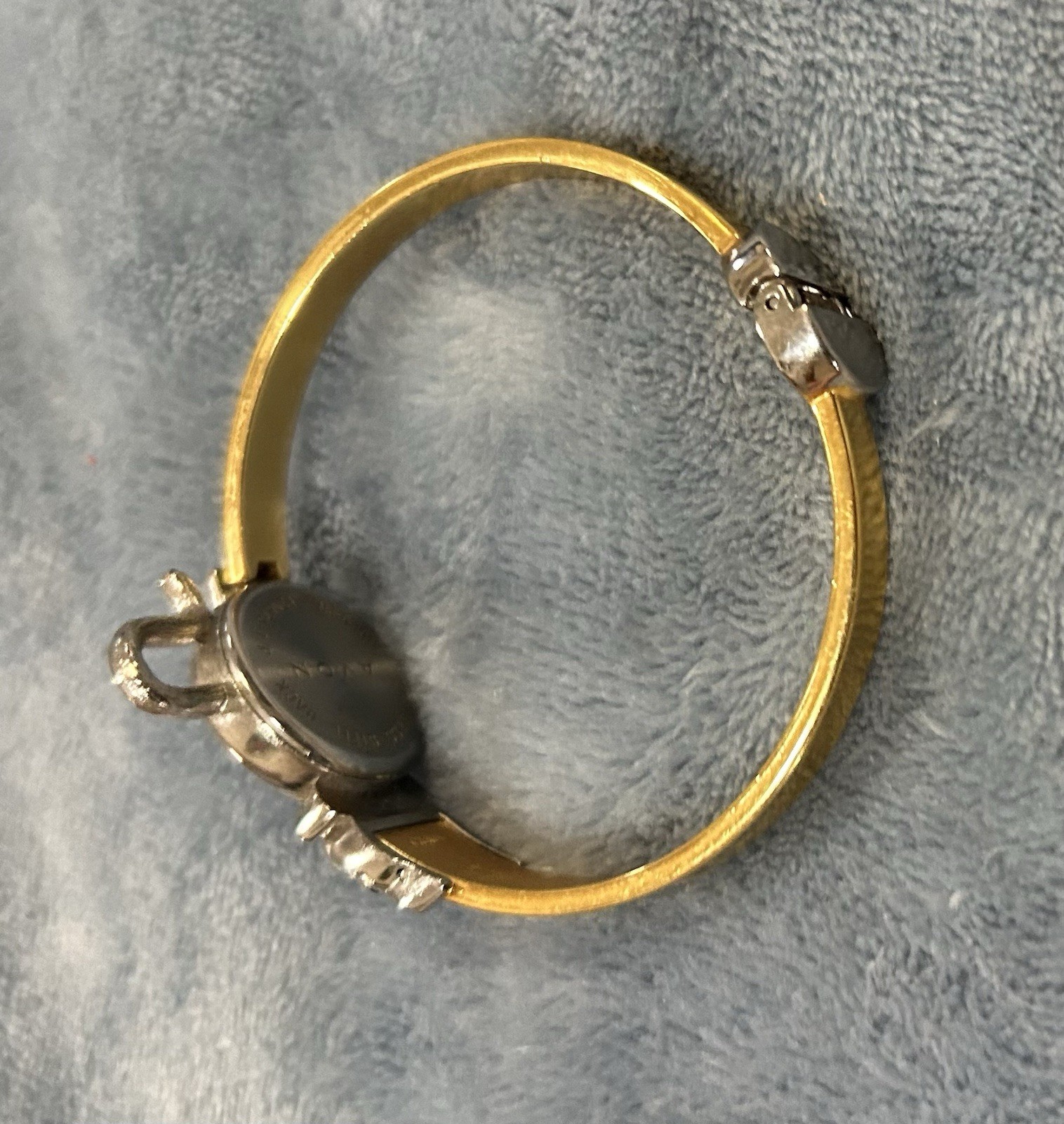 Avon Cat Watch Women Silver Gold Tone Hinged Cuff New Battery 6/8” Case~see Pics