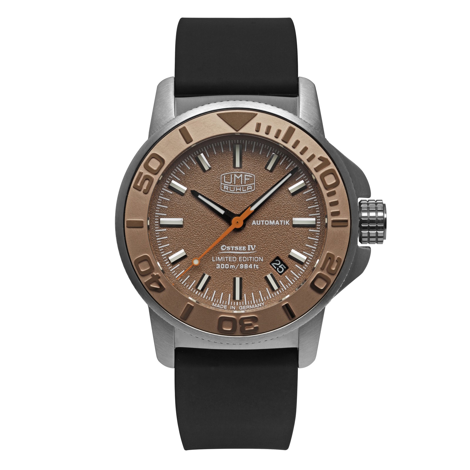 Umf Ruhla 1970-4 Ostsee III Automatic, Watch, Sapphire, 30ATM, Rose, 1 11/16in