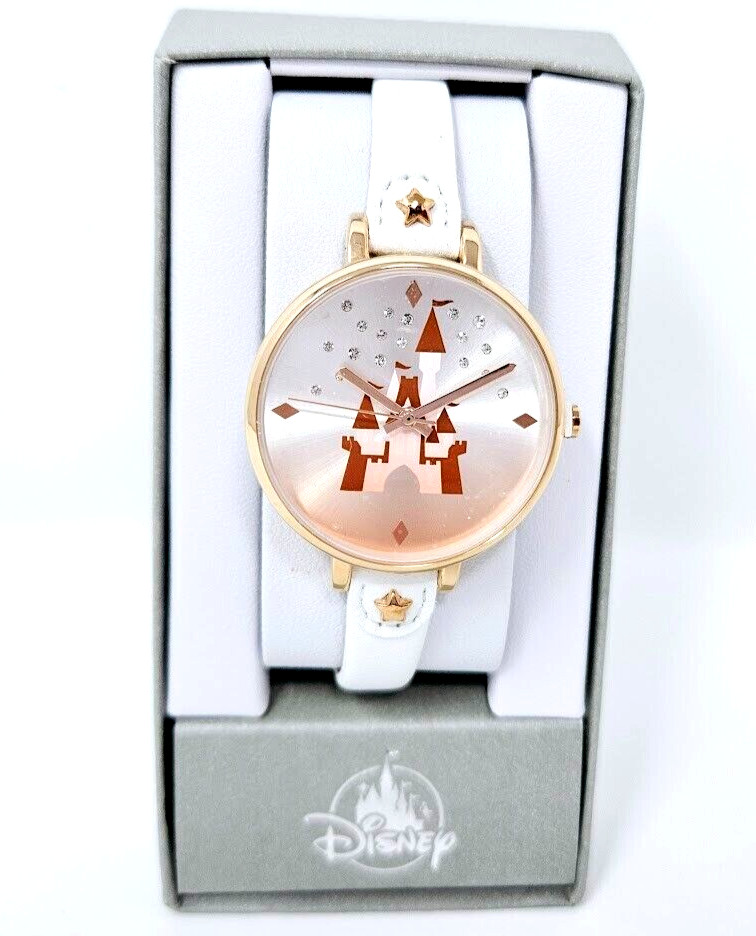 Disney Parks Princess Castle Rose Gold Tone Quartz Watch New