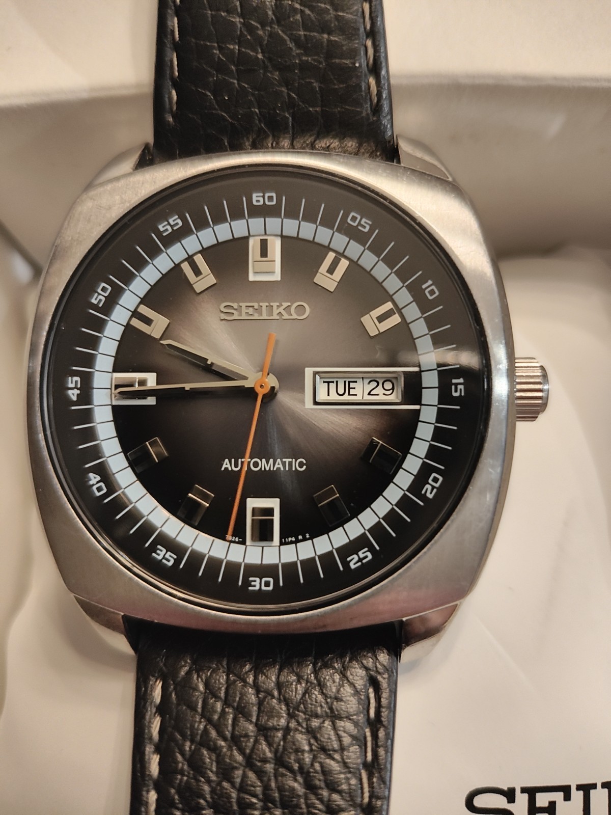 Seiko 7S26-04B0 Recraft SNKN01 Automatic Watch Grey/Blue Dial And Black Band