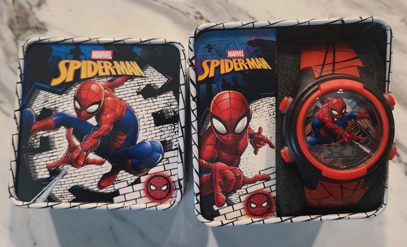 Accutime Marvel Spider-Man Digital Watch for Kids – New (Minor Tin Wear)