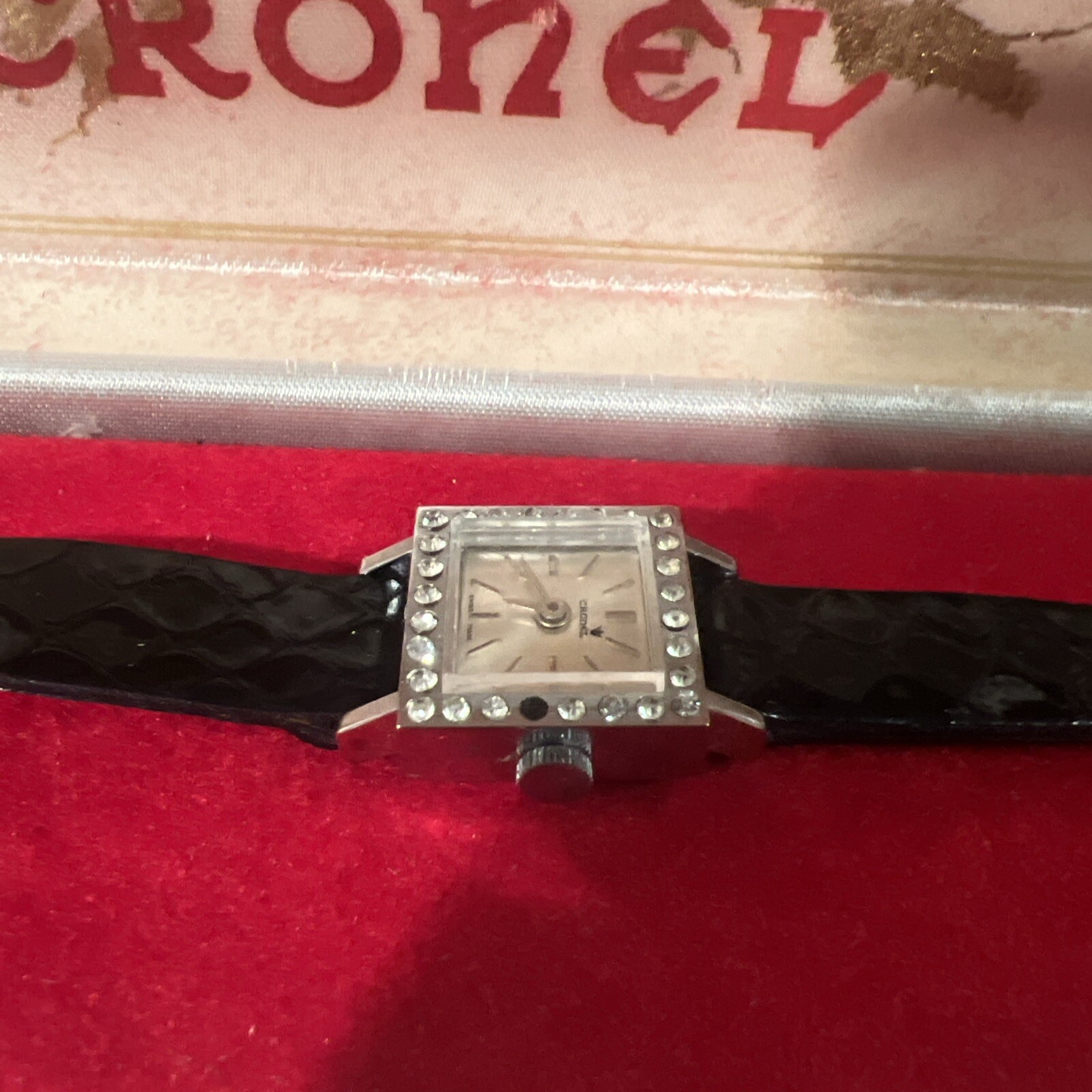 Vtg Cronel #978 Silver Tone Swiss Made Manual Wind Ladies Original Box WORKS
