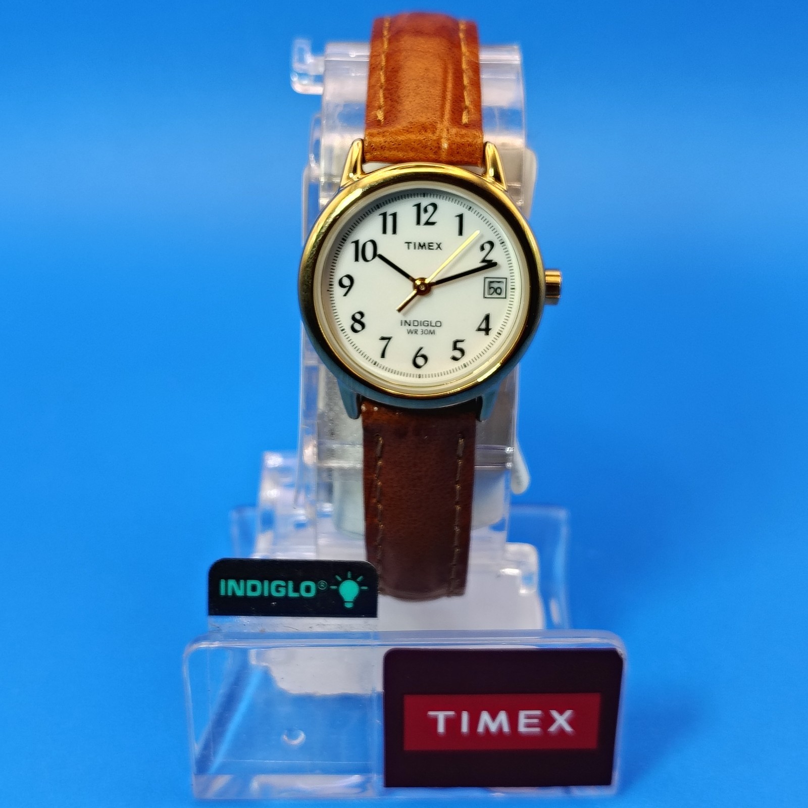 New! Vintage 2012 Timex Easy Reader Date 25mm Women’s Quartz Watch Leather NOS