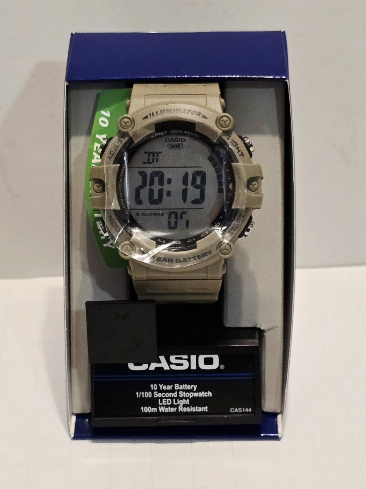 Casio AE-1500WH 5AKC Digital Watch Men Khaki 10 Year Battery 100M Alarm Quartz
