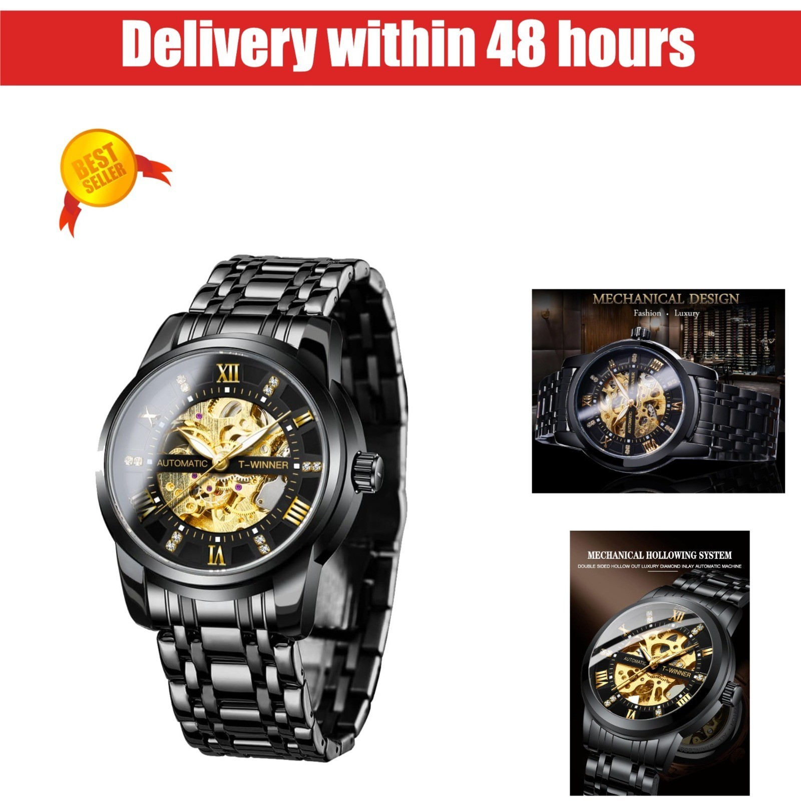 FORSINING Automatic Stainless Steel Luminous Business Wristwatch
