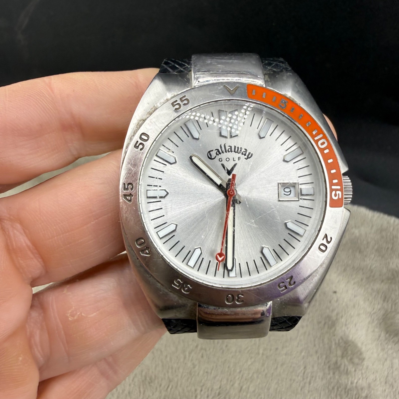 Vintage Callaway Golf Watch Silver Tone UNTESTED 8”