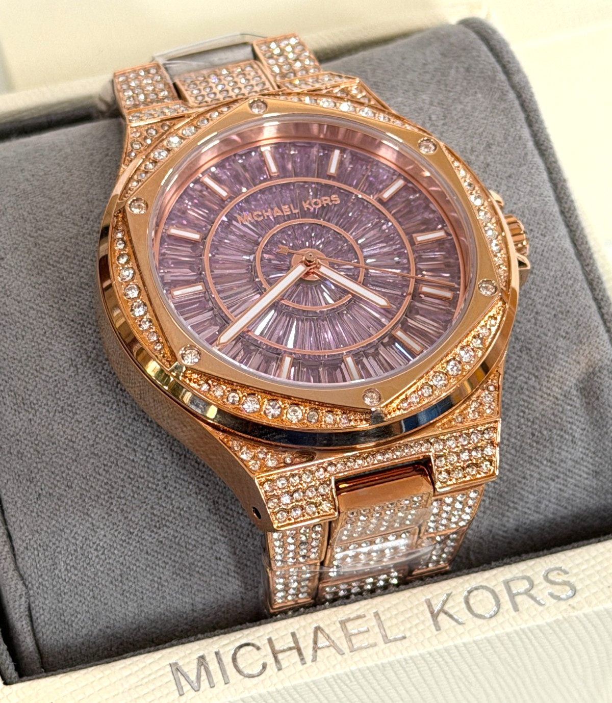 MICHAEL KORS MK6992 Lennox Womens Rose Gold-Tone Crystal Pave Watch BNWTIB $550