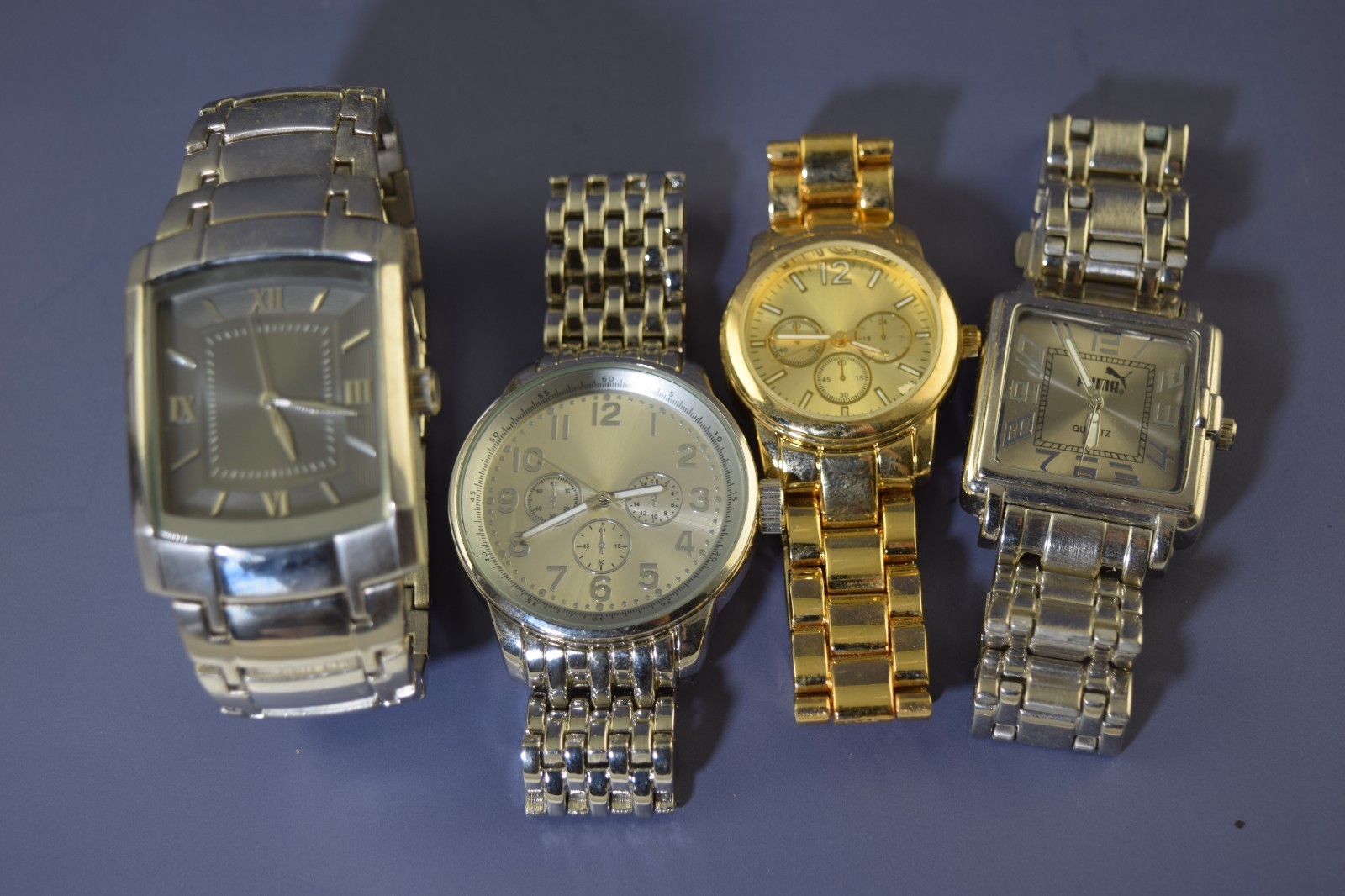 4 MENS QUARTZ WATCHES~3 MERONA & 1 PUMA~NEED BATTERIES