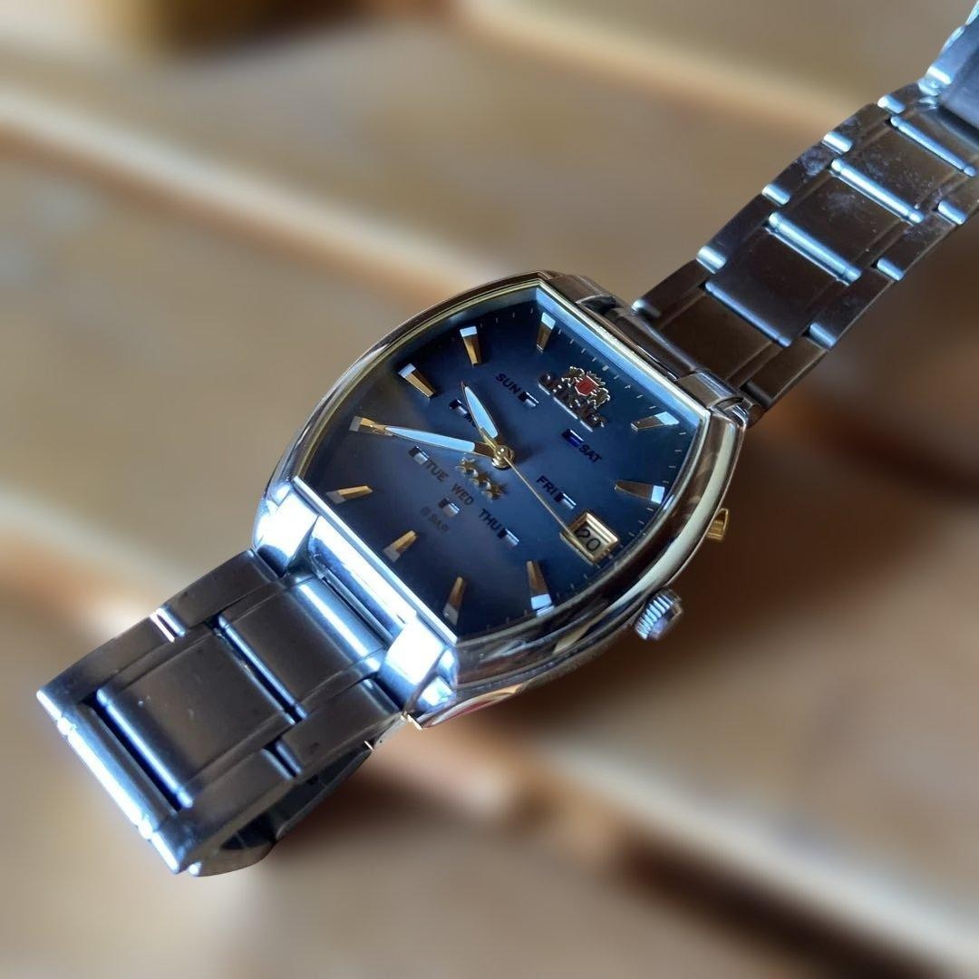 Orient Day Date Automatic Watch 18.5cm Wrist Stainless Running Japan Used