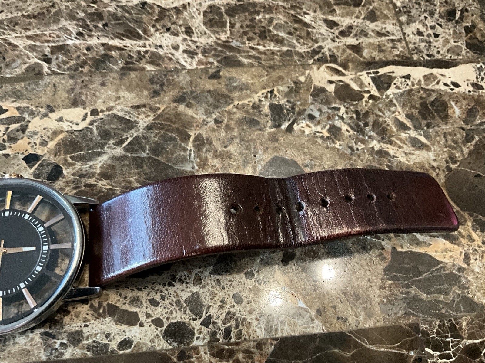 Kenneth Cole Men’s Transparency See Thru Dial Watch [new Battery] Leather Strap