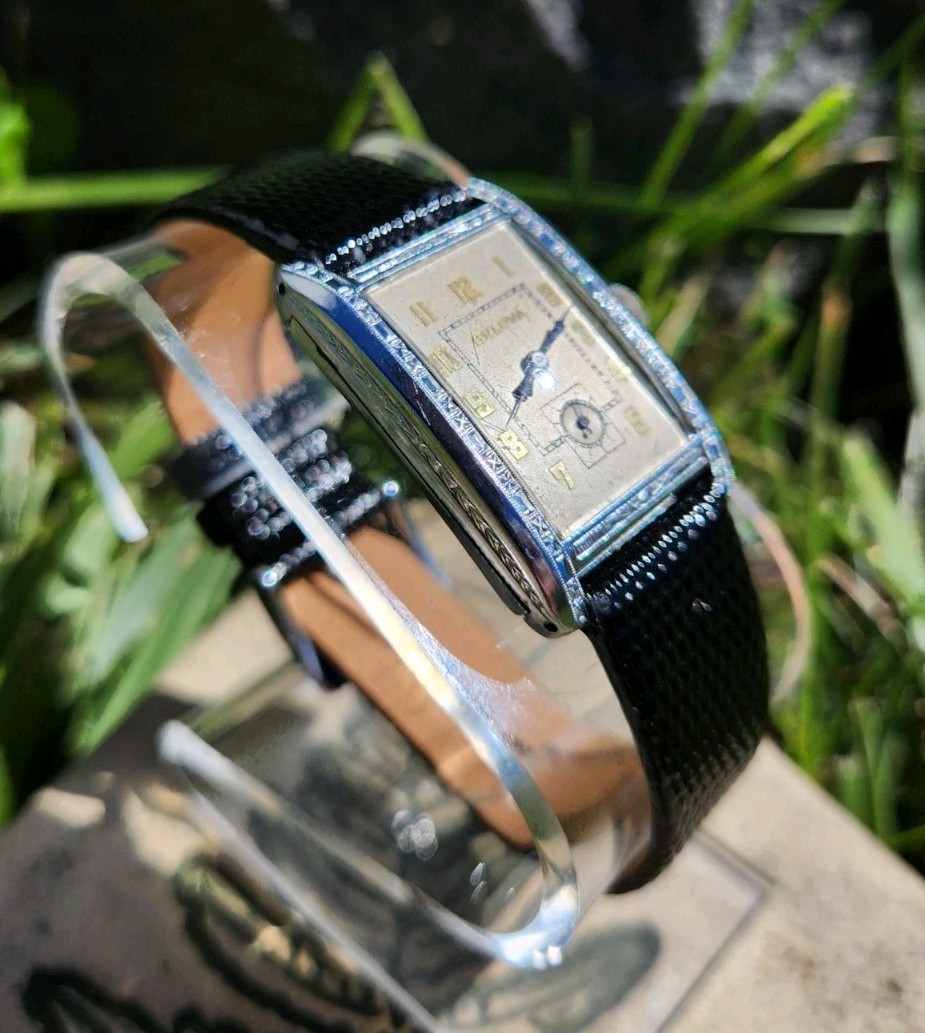 Vtg 1930 Bulova President Men’s 24mm Tank Watch 9AT Mechanical 14K GF Art Deco!!