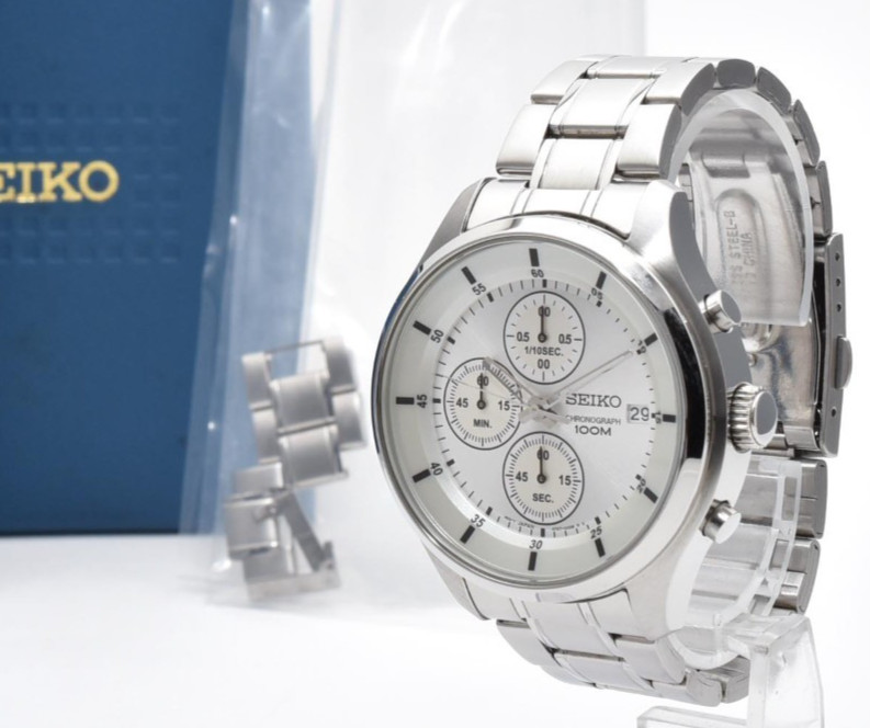 [MINT] SEIKO Chronograph 4T57-00G0 Quartz White Dial 100M Date Men’s Watch 43mm