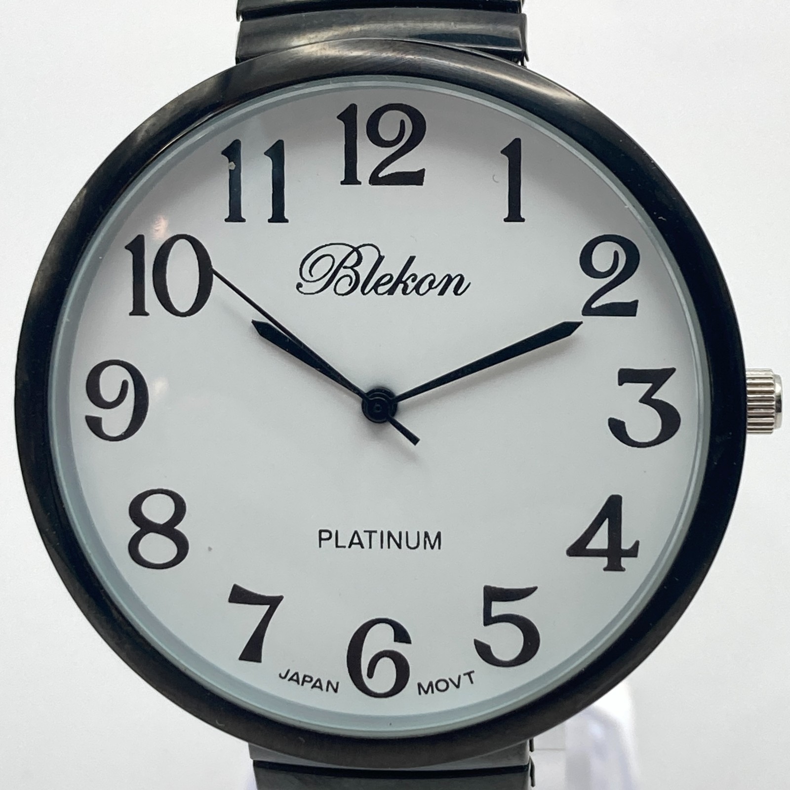 Blekon Women’s Easy Reader Watch 44mm Black Stretch Band Retro New Battery 6.5″