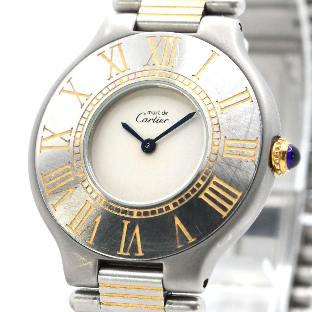 Cartier Must 21 Roman Combi Gold Quartz Wristwatch Boys Japan 071533