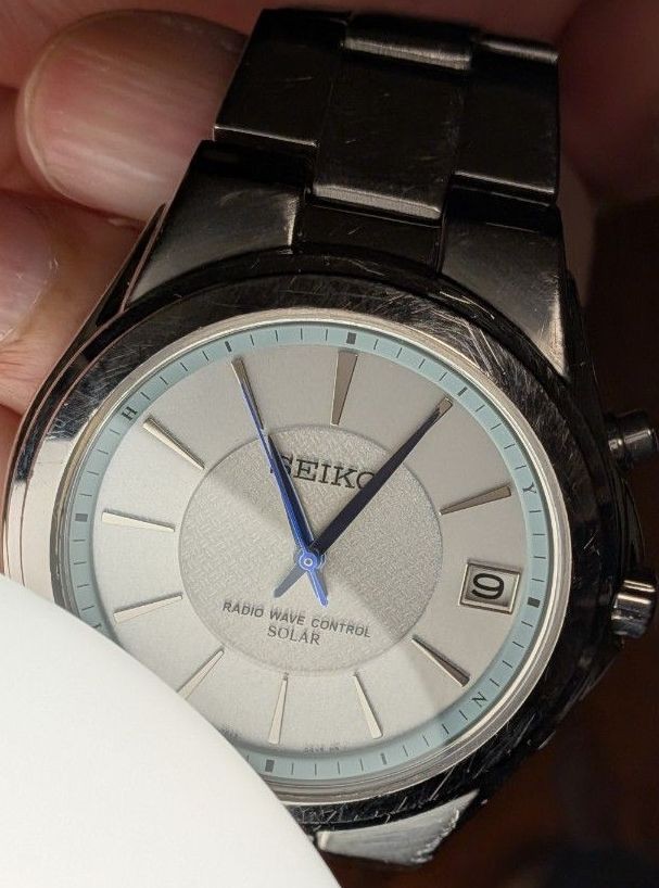 SEIKO 7B42-0AL0 Radio Solar Men’s Watch Silver Dial