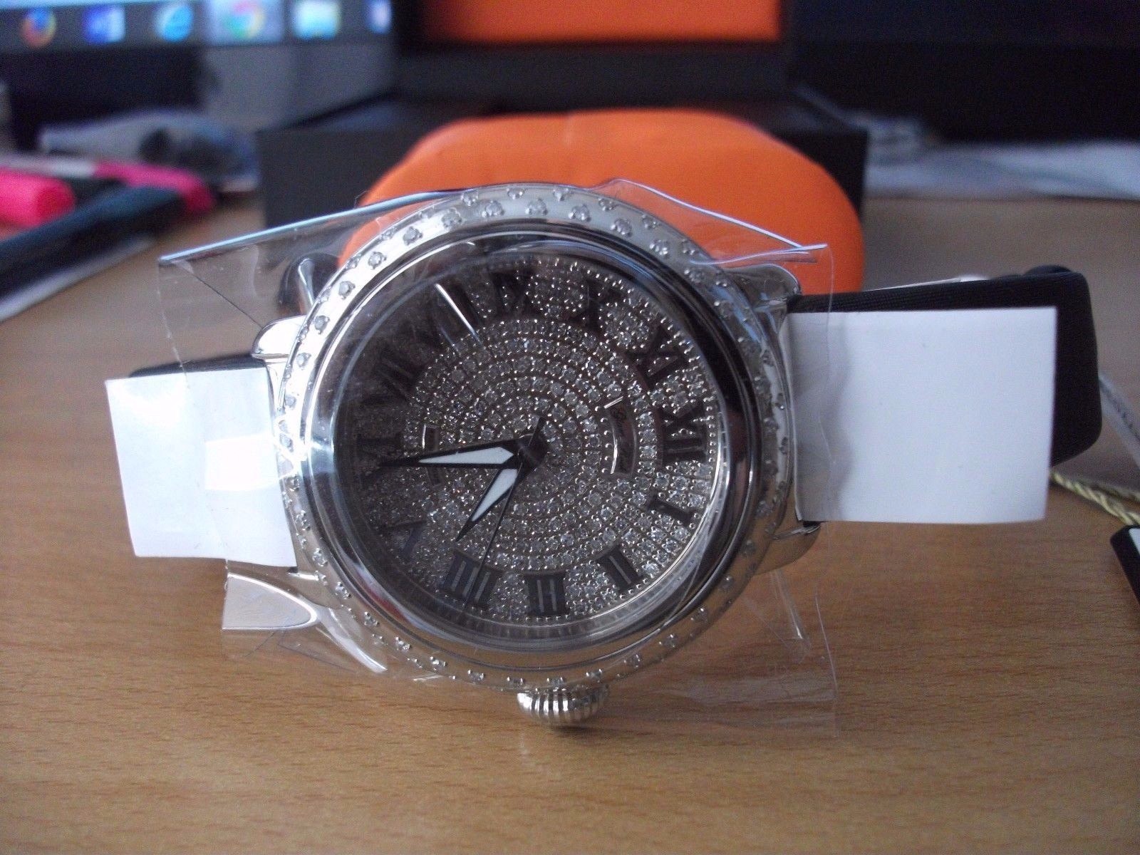 Glam Rock Women’s Bal Harbour Stainless Steel Watch with Black Silk Strap