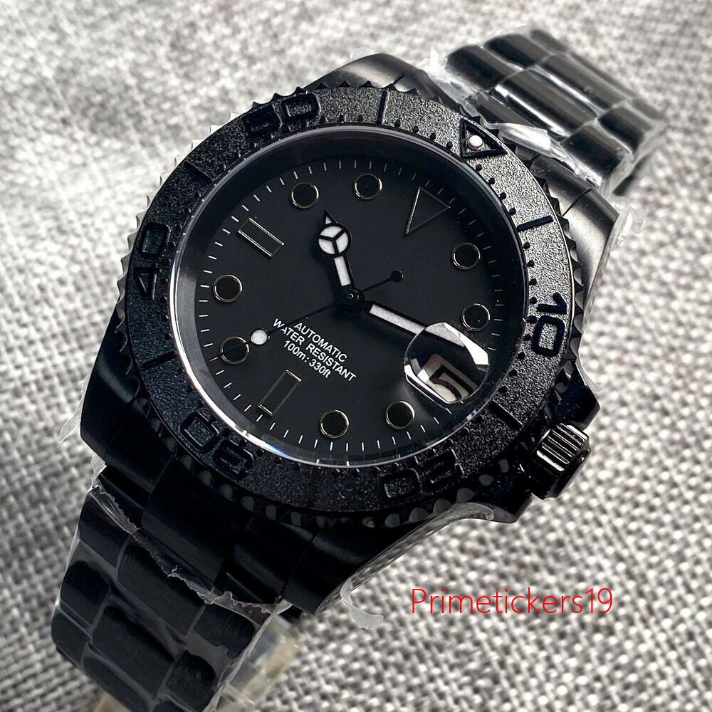 Full Black PVD 40mm PT5000 NH35A Automatic Men Watch Sapphire Glass Date Display