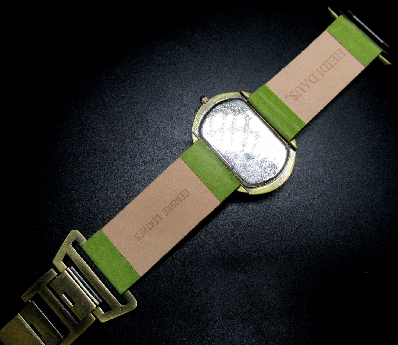 HEIDI DAUS Green Leather Colorful Crystal Watch in Unworn Condition!