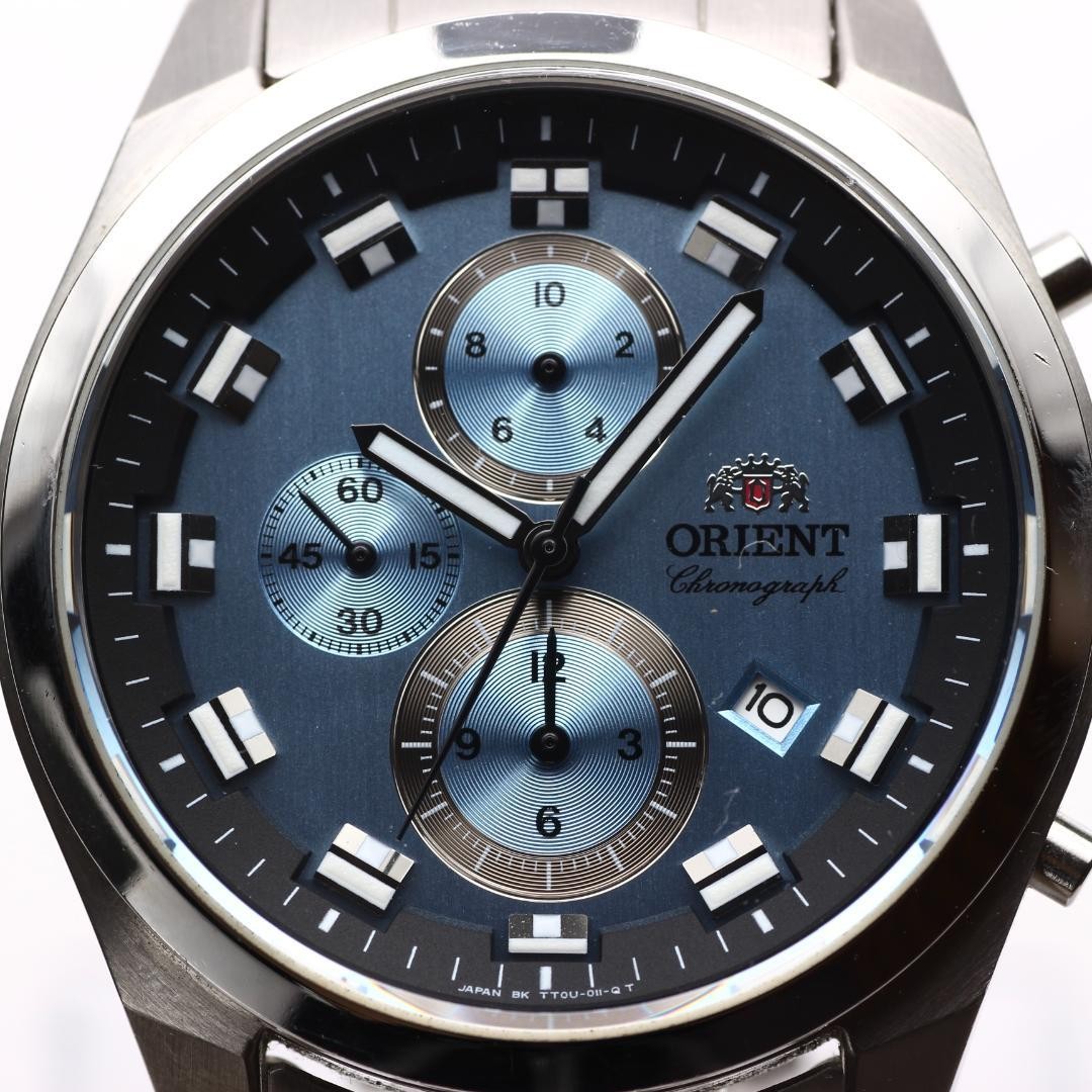 Orient Chronograph Watch IceBlue Dial Quartz 43mm NB/NA wrist 17cm/6.7in