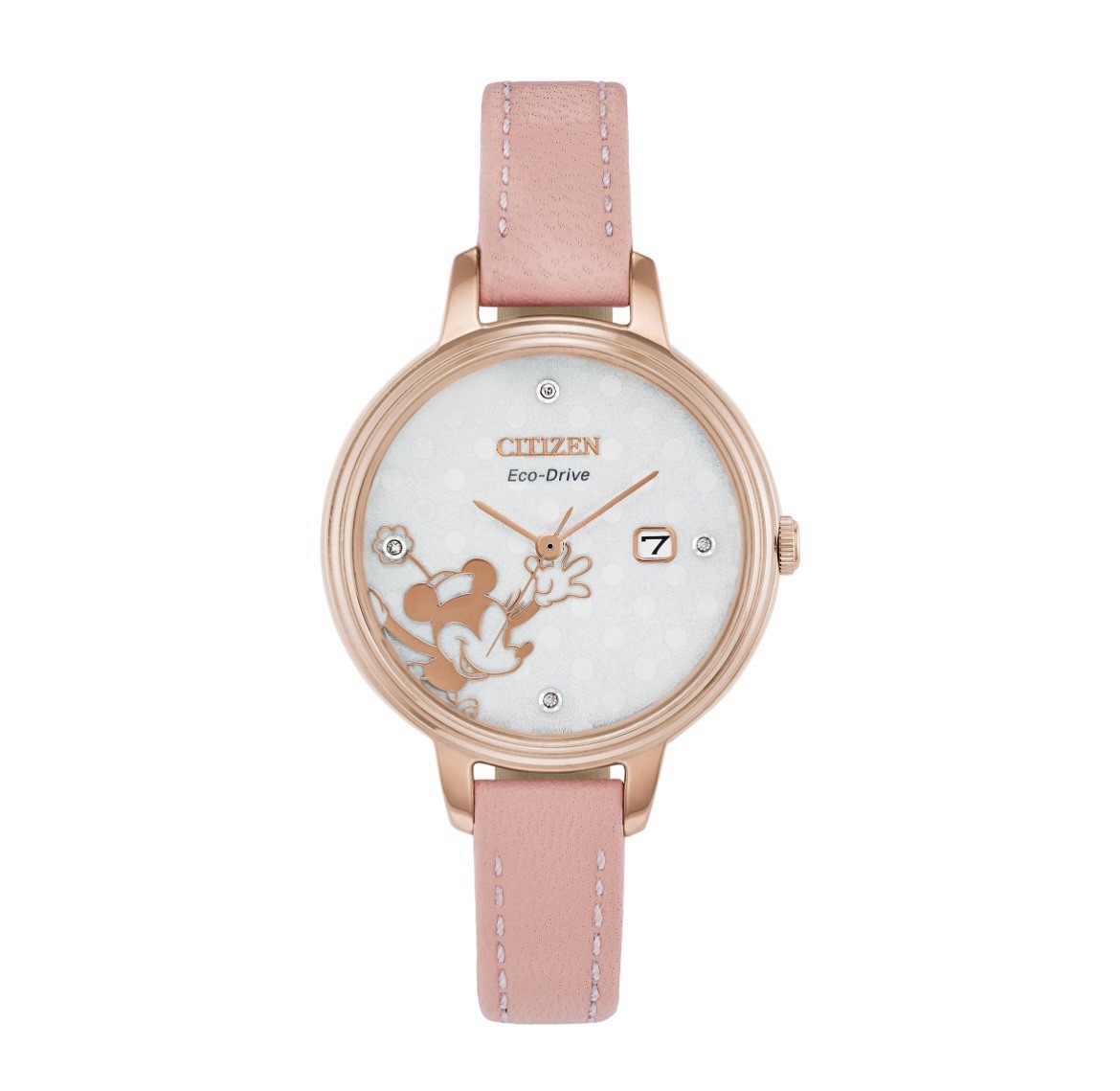 Citizen Disney Eco-Drive Minnie Mouse Womens Watch Pink Date EW244801W NEW