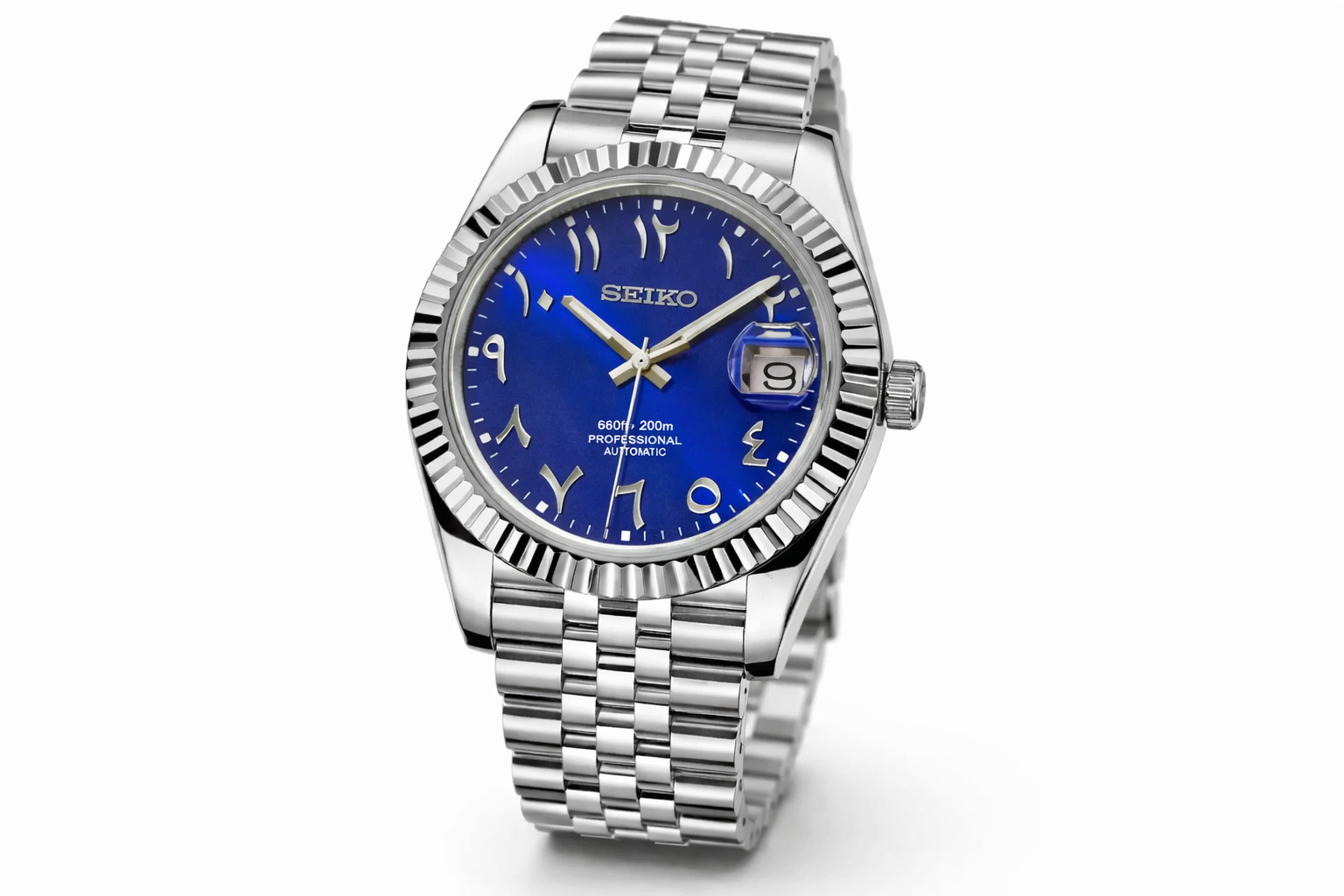 Luxury Automatic Movement Watch Arabic Dial Gray Jubilee Se1ko MOD Pink/Blue ..