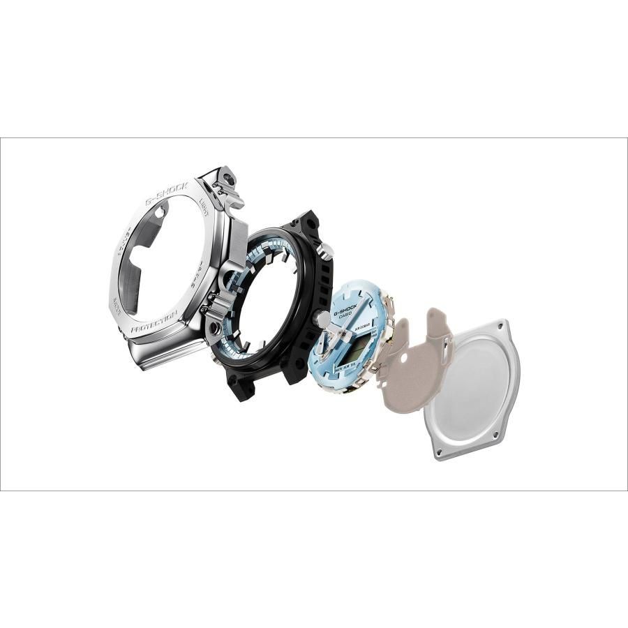 Casio Wristwatch G SHOCK Metal Bezel and Band Model GM 2110D 3AJF Men s Silve