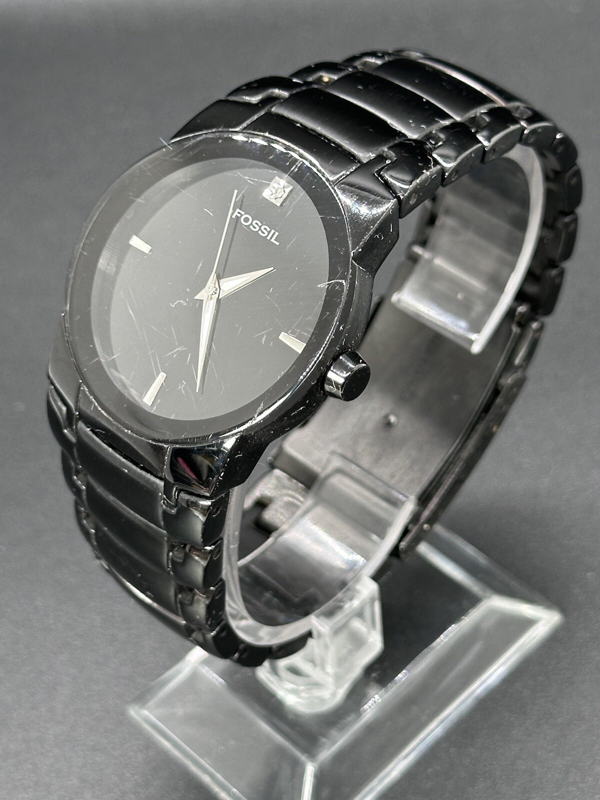 Working Large Fossil Arkitekt FS-4279 Men’s Black Bracelet Watch 5 ATM 250708 J1