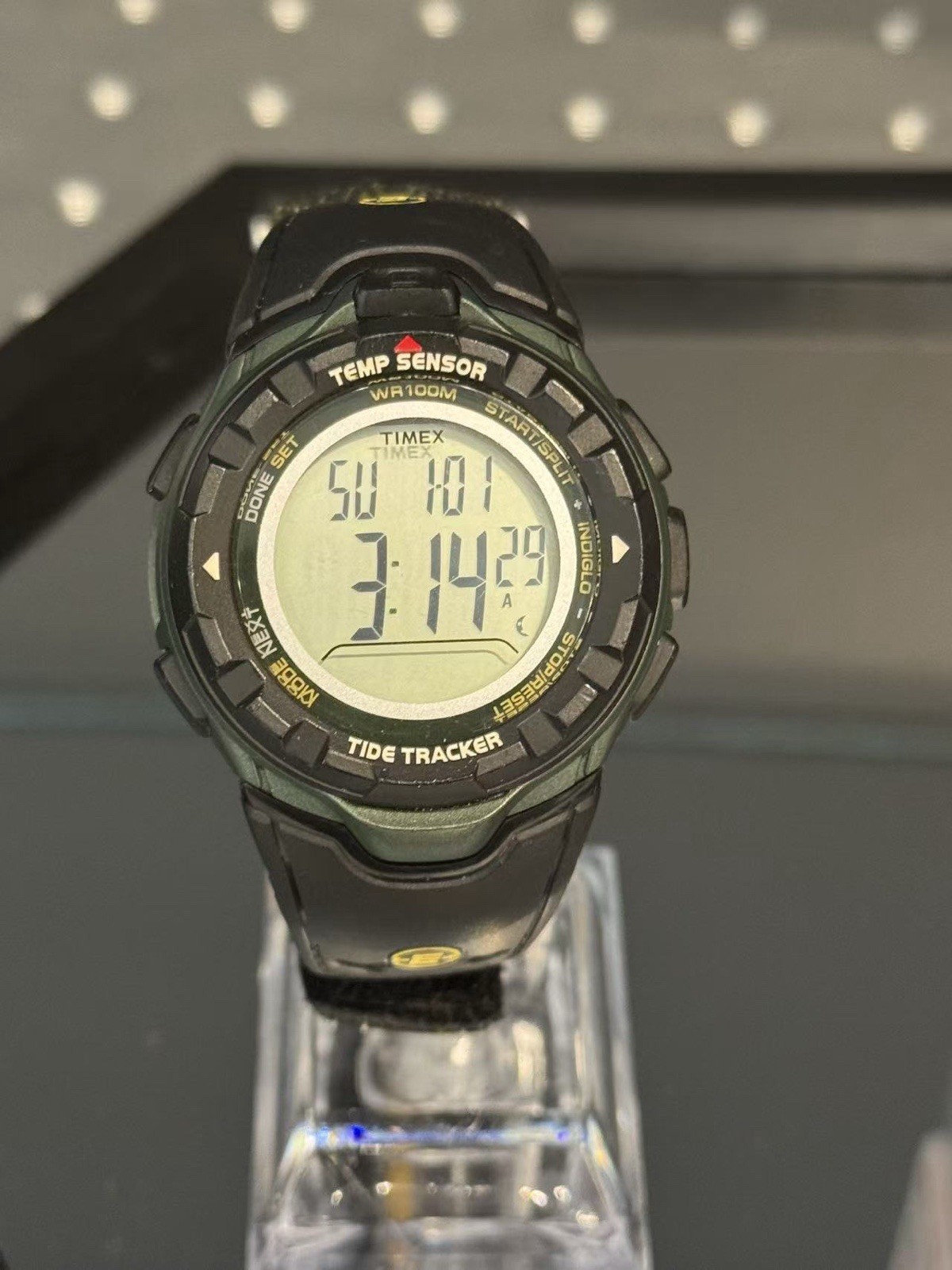 Timex Tide Tracker Temp Sensor WR100M Digital Watch Indiglo New Battery Working