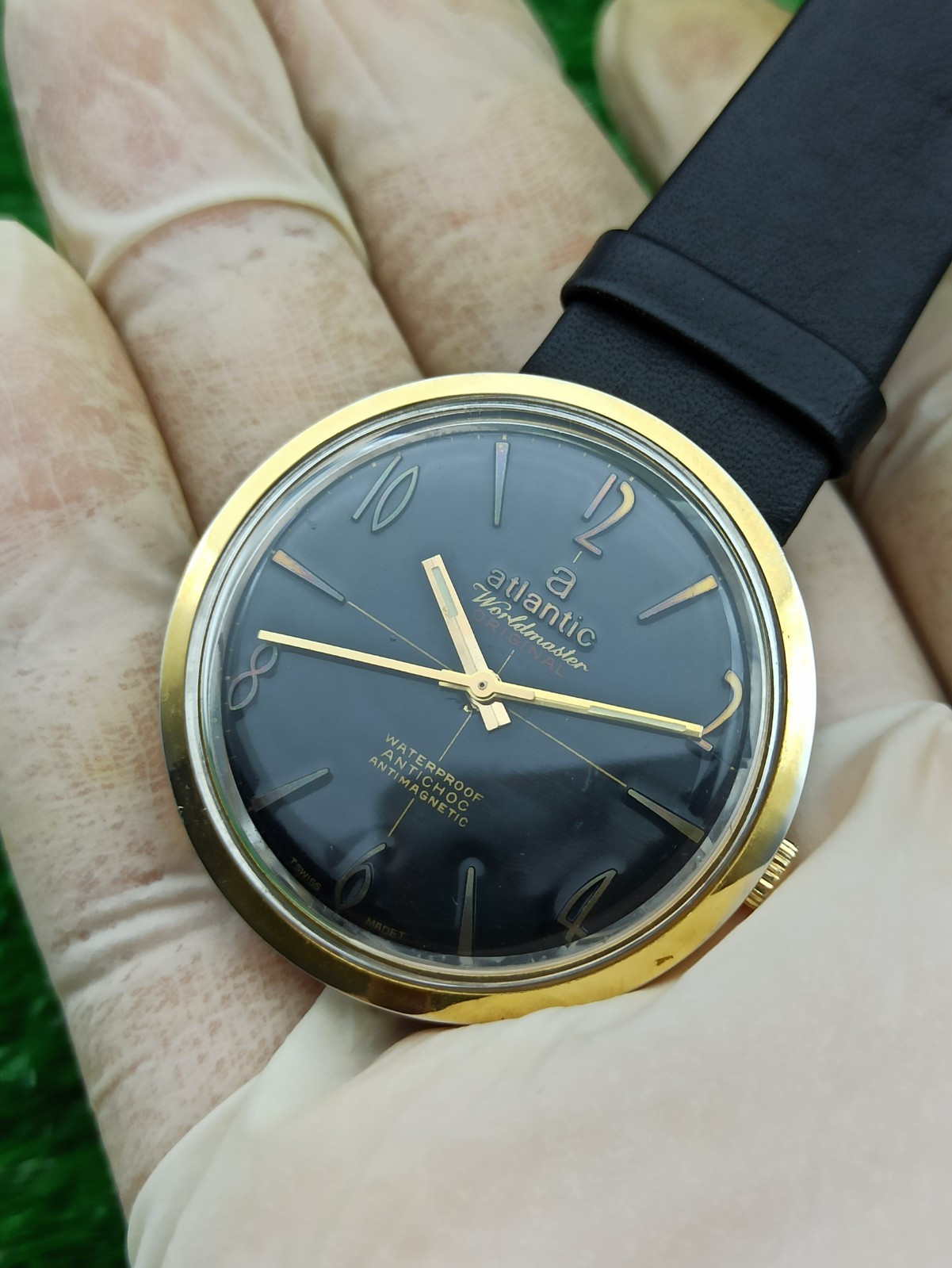1960’s Vintage Atlantic Worldmaster Original Watch Manual 17 Jewels Black 37 MM