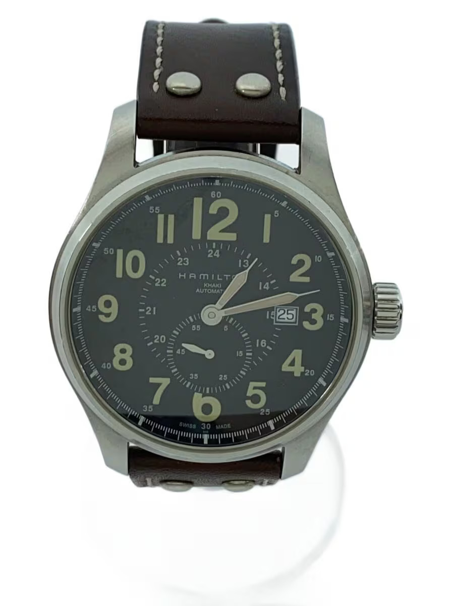 [B1S] Hamilton Khaki Field Officer Auto Black Dial Leather Watch H706550 [w2p]