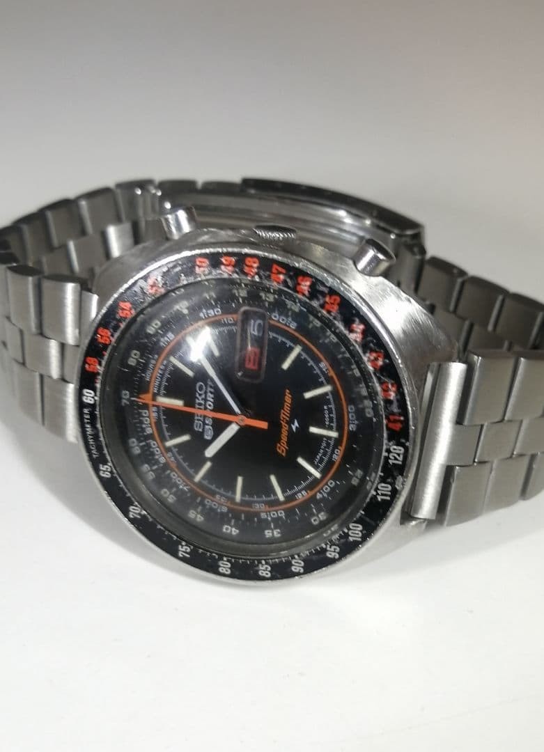 SEIKO 5 Sports Speed-Timer Red Rally Dial 7017A Auto Vintage OH Serviced Japan